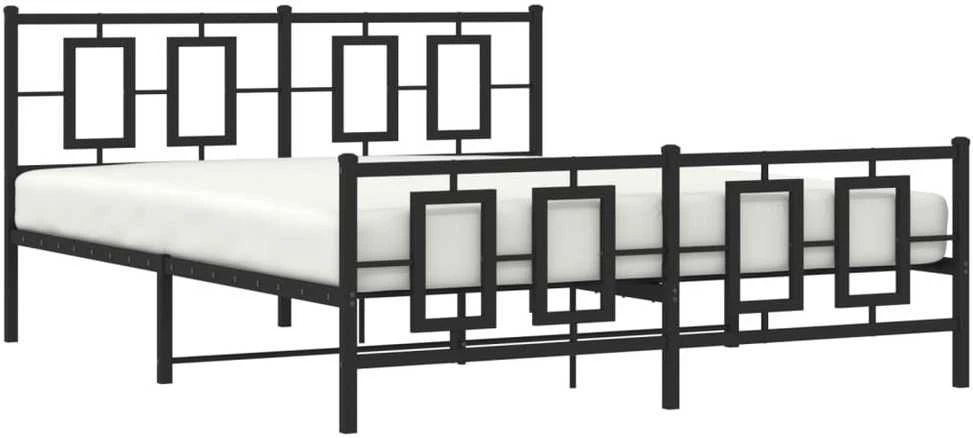 Lovos rėmas su galvūgaliu/kojūgaliu, juodas, 150x200cm, metalas