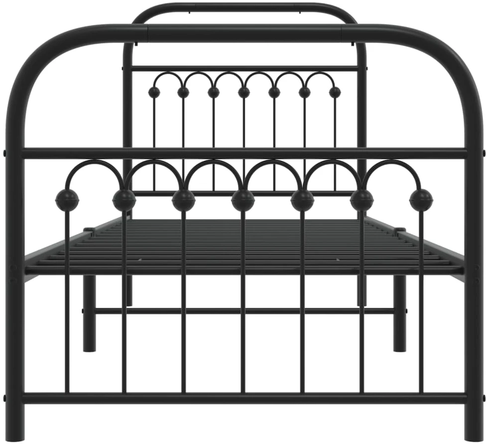 Lovos rėmas su galvūgaliu/kojūgaliu, juodas, 75x190cm, metalas