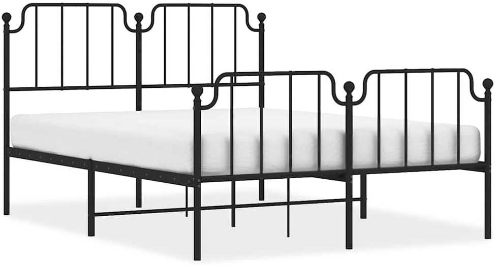 Lovos rėmas su galvūgaliu/kojūgaliu, juodas, 150x200cm, metalas