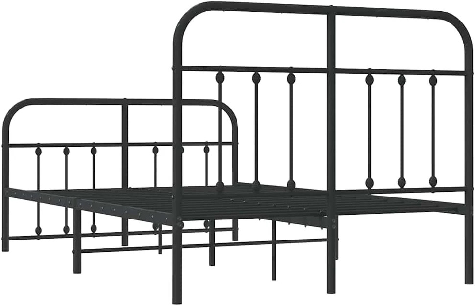Lovos rėmas su galvūgaliu/kojūgaliu, juodas, 120x190cm, metalas