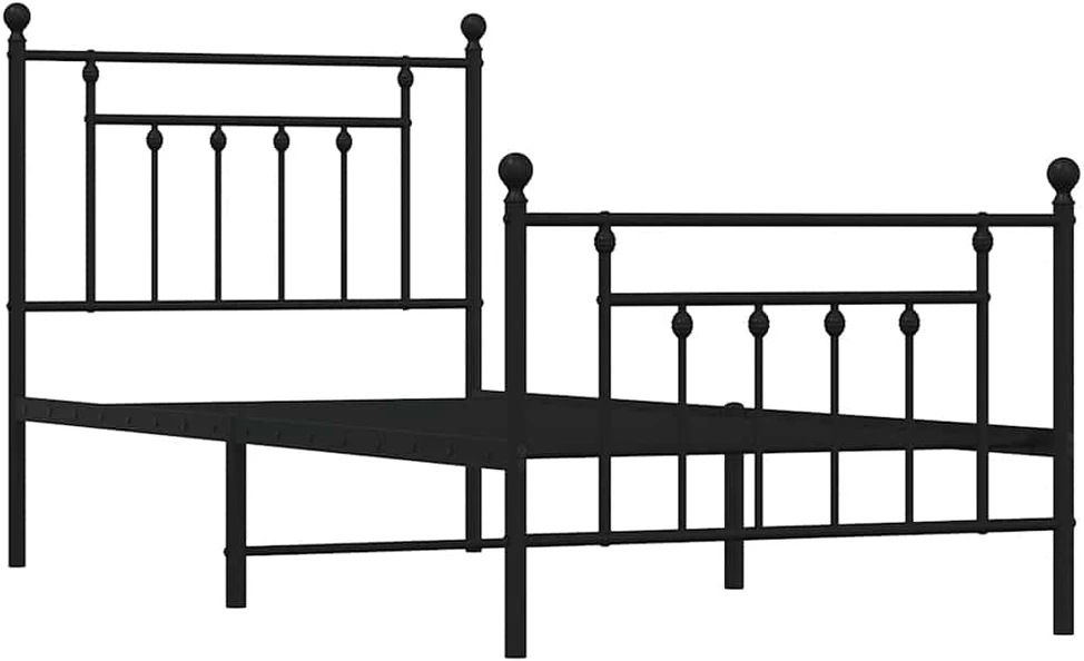 Lovos rėmas su galvūgaliu/kojūgaliu, juodas, 90x190cm, metalas