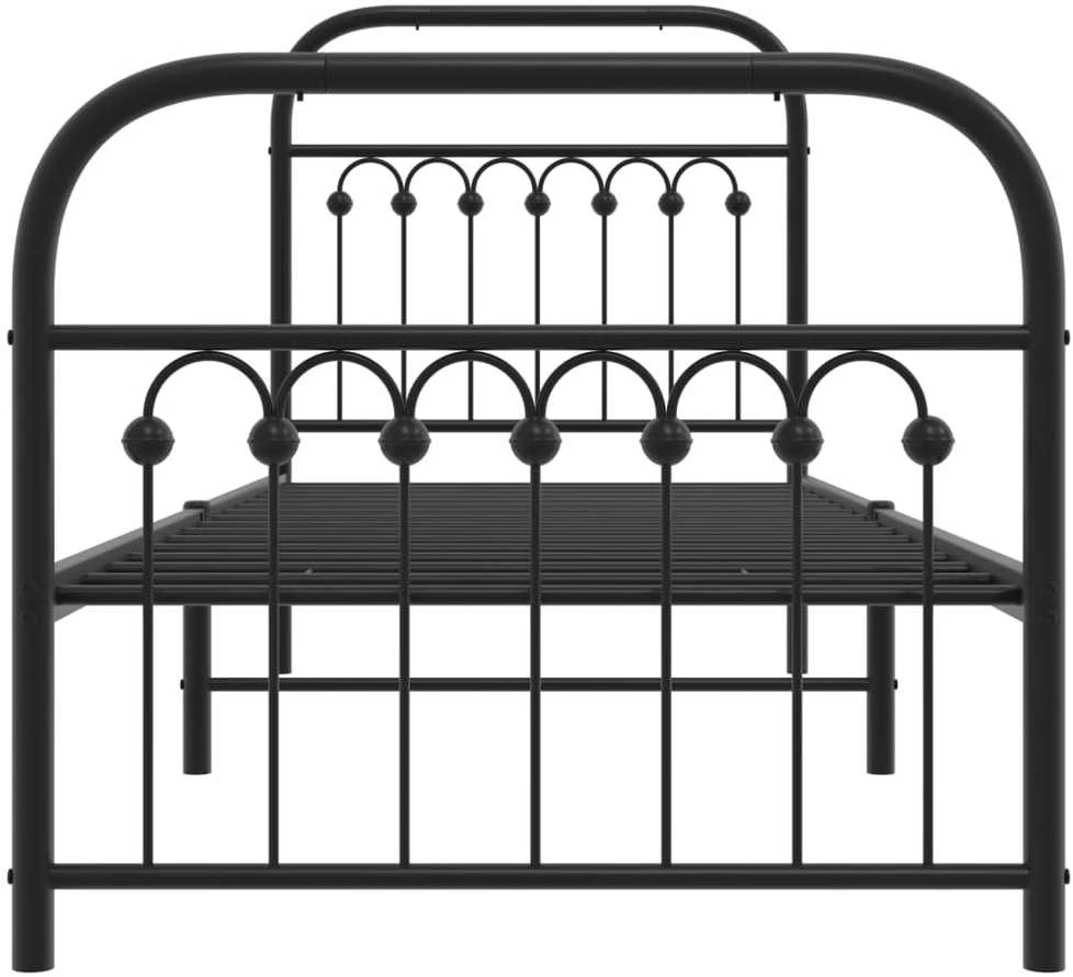 Lovos rėmas su galvūgaliu/kojūgaliu, juodas, 75x190cm, metalas