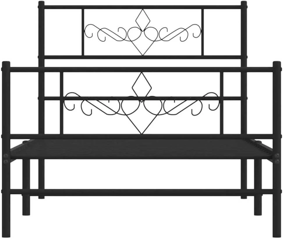 Lovos rėmas su galvūgaliu/kojūgaliu, juodas, 75x190cm, metalas
