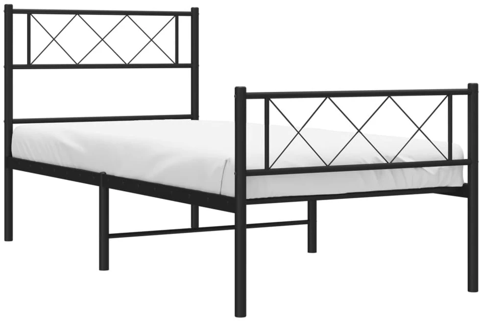 Lovos rėmas su galvūgaliu/kojūgaliu, juodas, 75x190cm, metalas