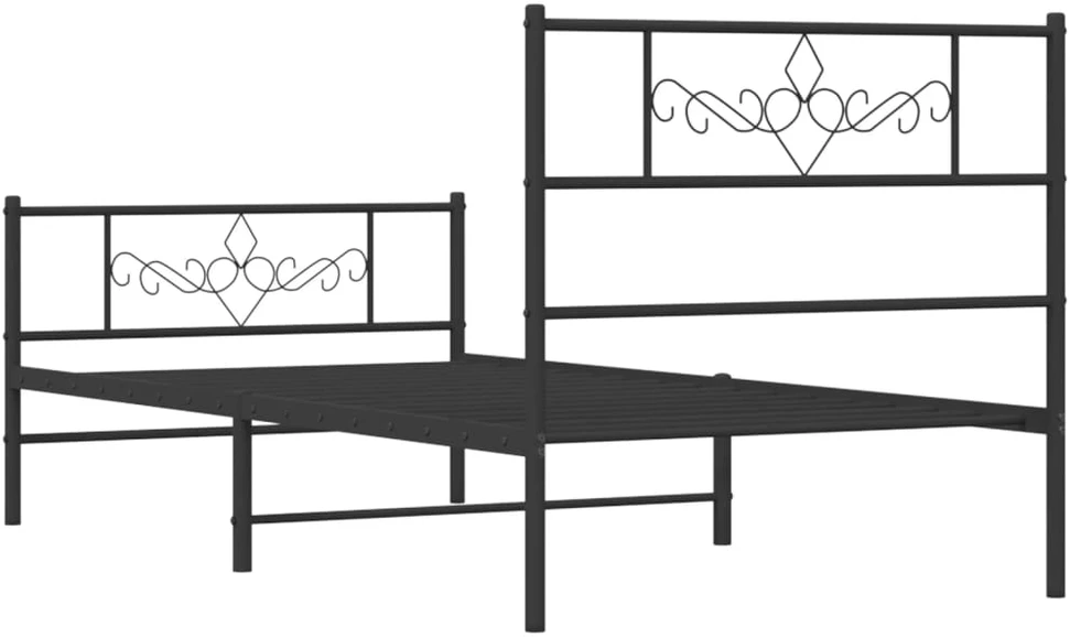Lovos rėmas su galvūgaliu/kojūgaliu, juodas, 75x190cm, metalas