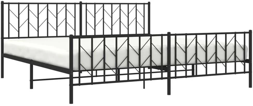 Lovos rėmas su galvūgaliu/kojūgaliu, juodas, 200x200cm, metalas
