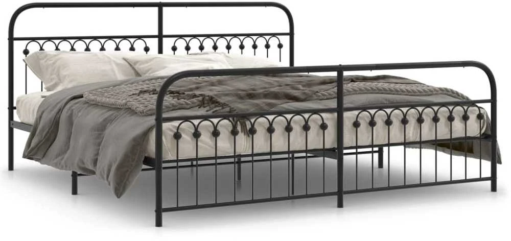 Lova Lovos rėmas su galvūgaliu/kojūgaliu, juodas, 193x203cm, metalas