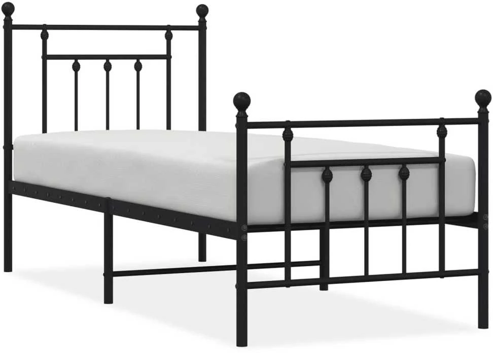 Lovos rėmas su galvūgaliu/kojūgaliu, juodas, 75x190cm, metalas