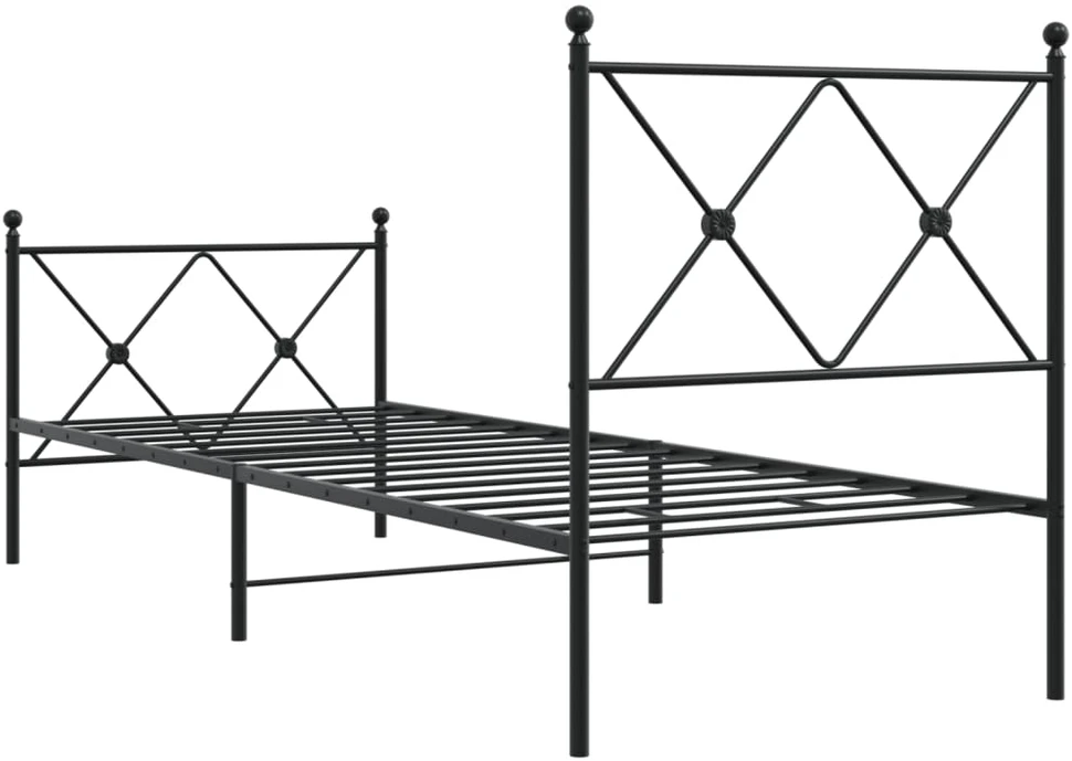 Lovos rėmas su galvūgaliu/kojūgaliu, juodas, 75x190cm, metalas