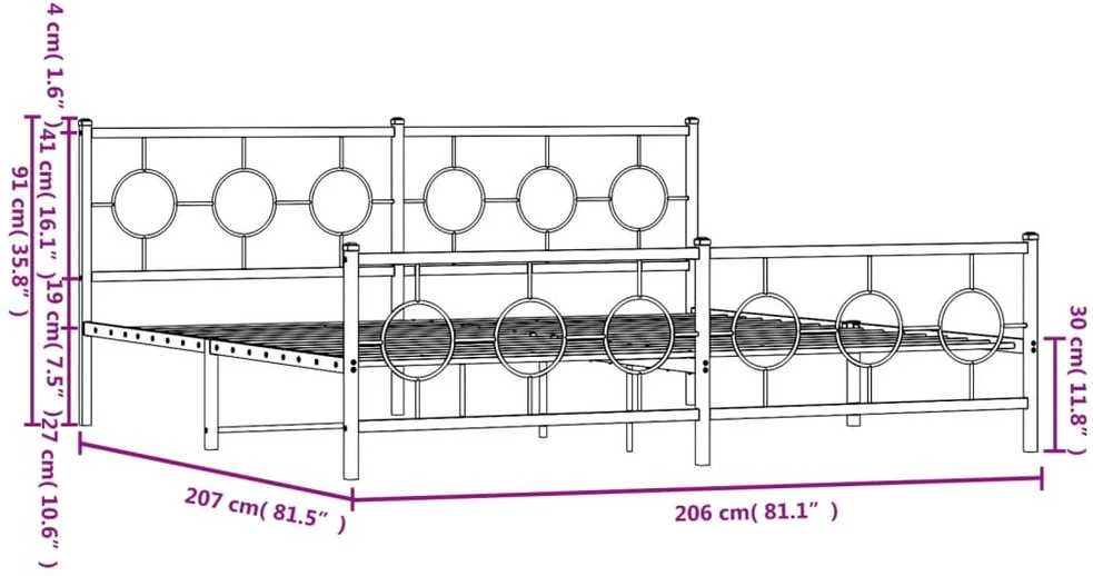 Lovos rėmas su galvūgaliu/kojūgaliu, juodas, 200x200cm, metalas