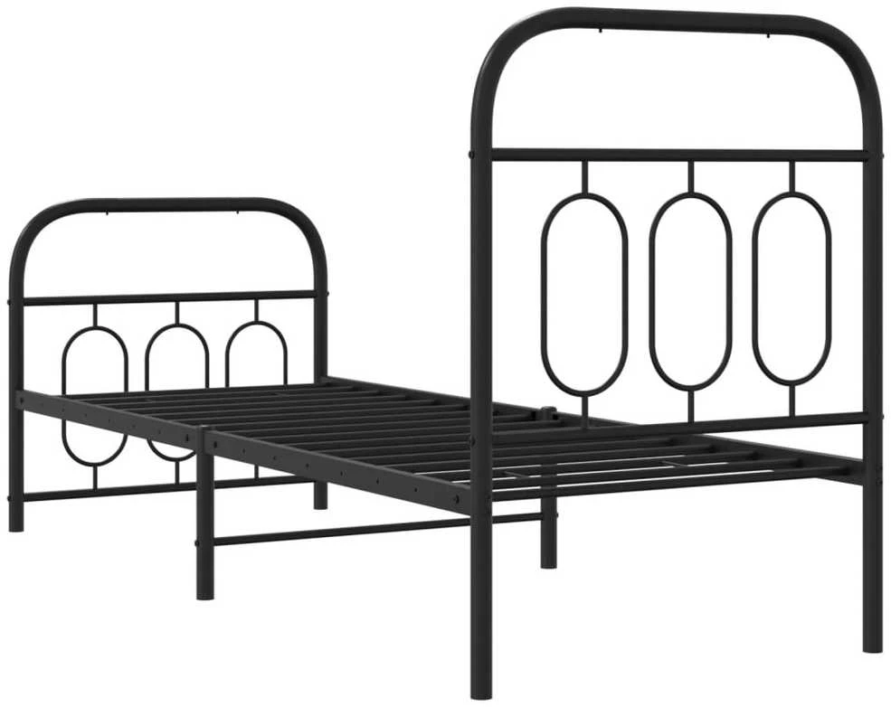 Lovos rėmas su galvūgaliu/kojūgaliu, juodas, 75x190cm, metalas