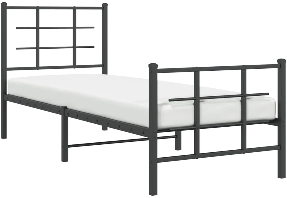 Lovos rėmas su galvūgaliu/kojūgaliu, juodas, 75x190cm, metalas