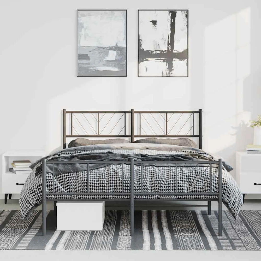 Lovos rėmas su galvūgaliu/kojūgaliu, juodas, 150x200cm, metalas
