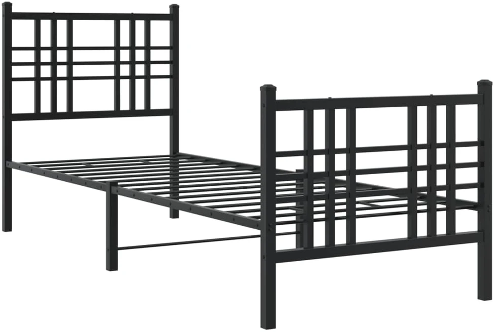 Lovos rėmas su galvūgaliu/kojūgaliu, juodas, 75x190cm, metalas