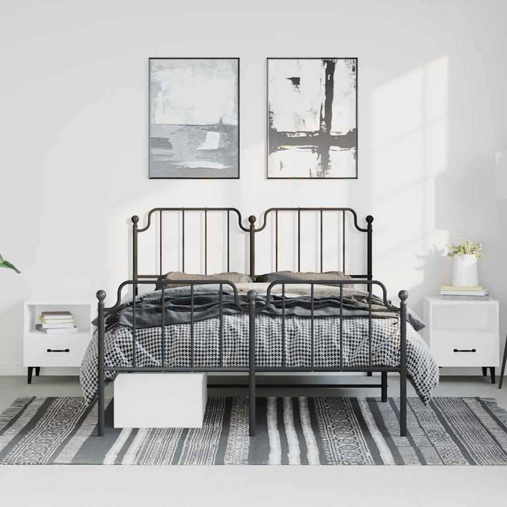 Lova Lovos rėmas su galvūgaliu/kojūgaliu, juodas, 135x190cm, metalas