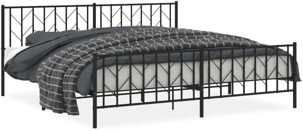 Lovos rėmas su galvūgaliu/kojūgaliu, juodas, 200x200cm, metalas