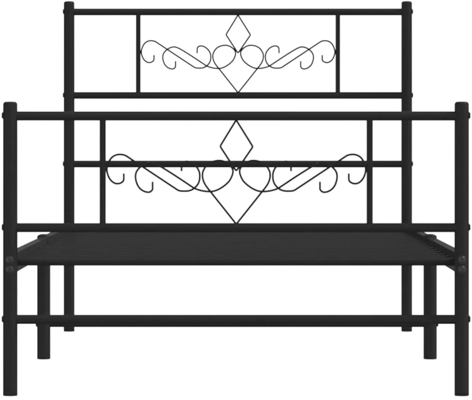 Lovos rėmas su galvūgaliu/kojūgaliu, juodas, 75x190cm, metalas