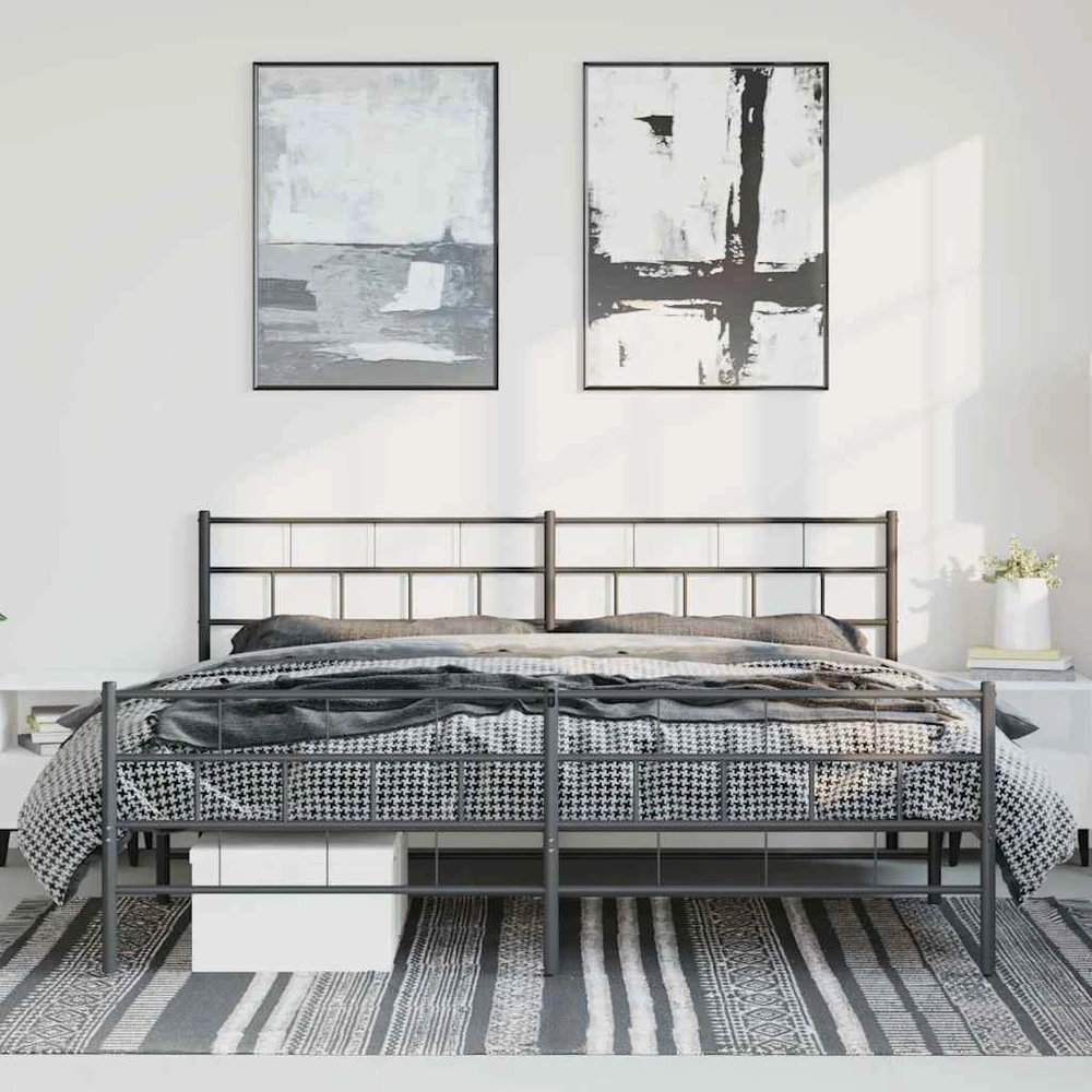Lova Lovos rėmas su galvūgaliu/kojūgaliu, juodas, 193x203cm, metalas