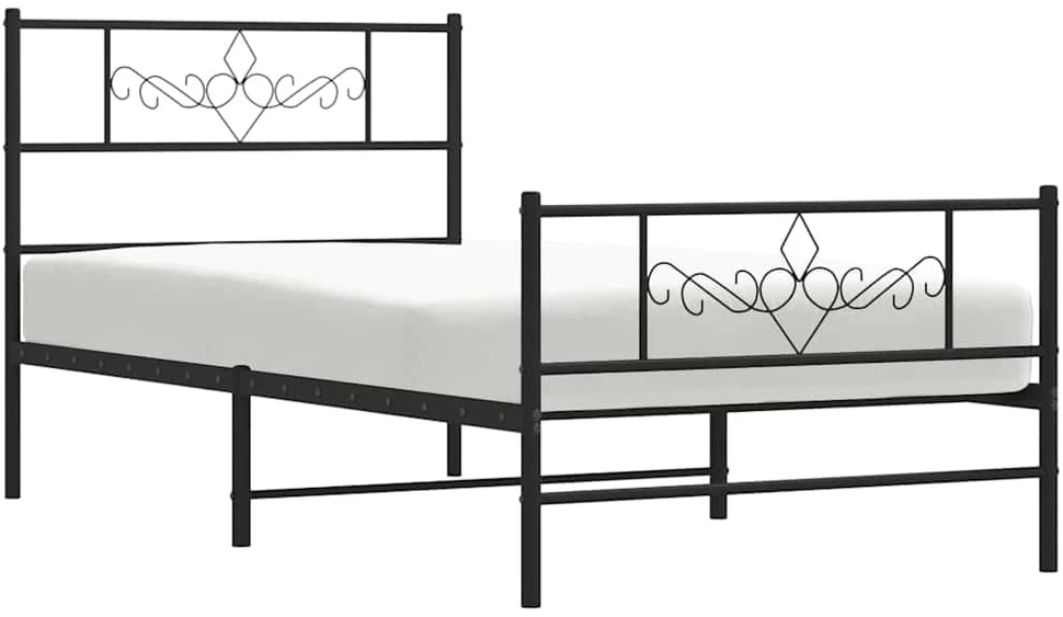 Lova Lovos rėmas su galvūgaliu/kojūgaliu, juodas, 107x203cm, metalas