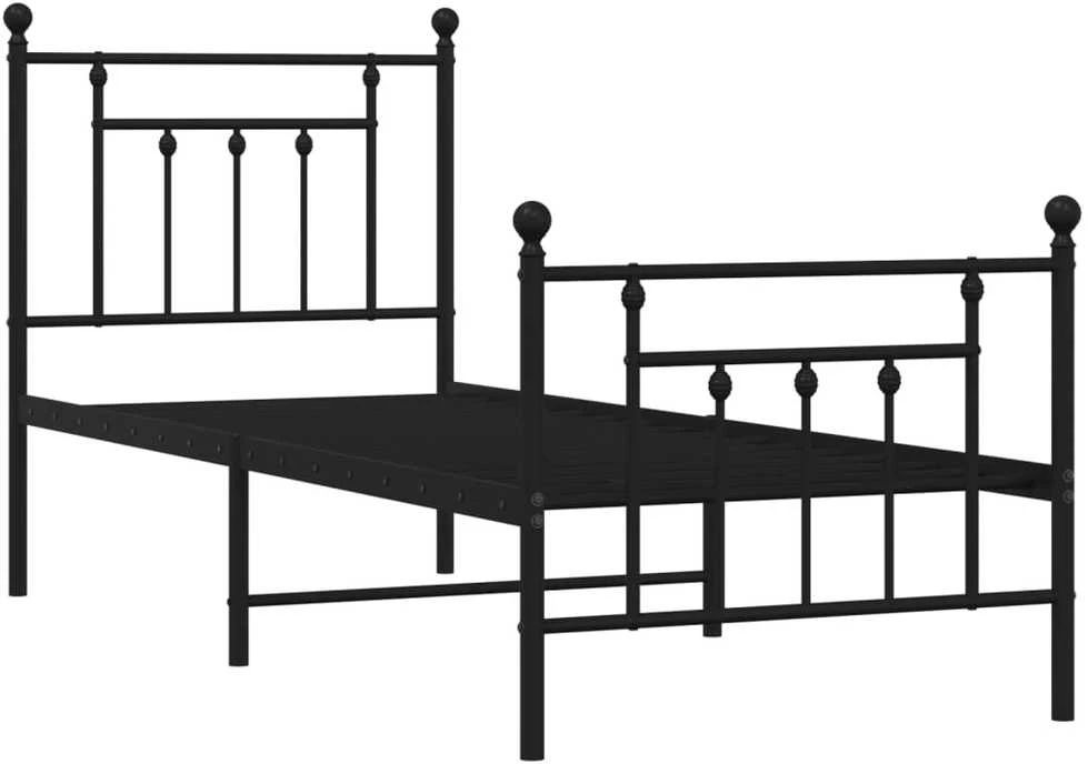 Lovos rėmas su galvūgaliu/kojūgaliu, juodas, 75x190cm, metalas