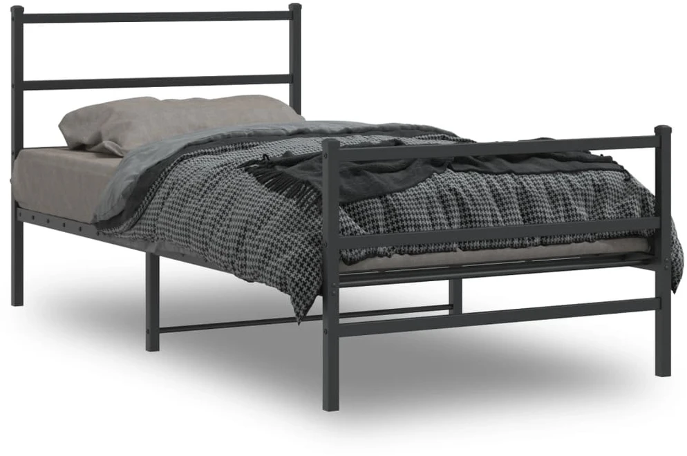 Lova Lovos rėmas su galvūgaliu/kojūgaliu, juodas, 107x203cm, metalas