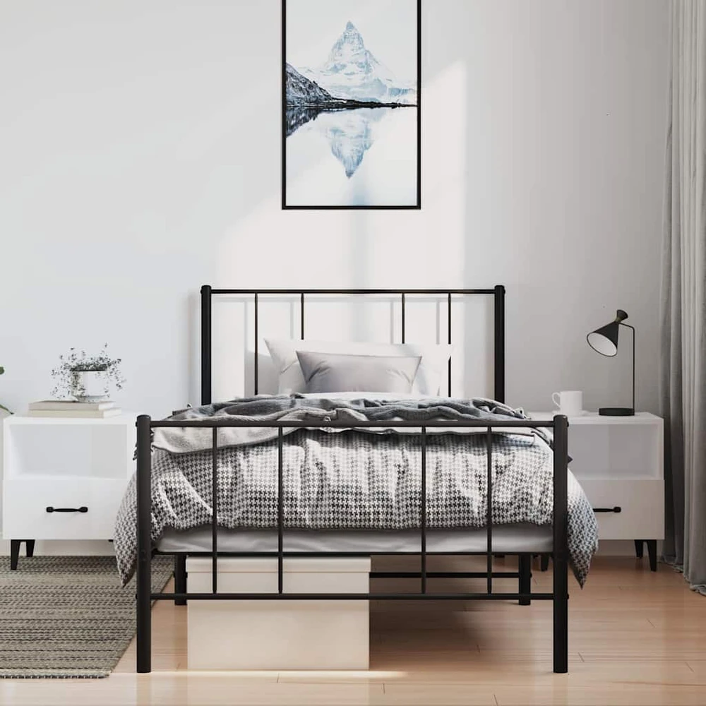 Lova Lovos rėmas su galvūgaliu/kojūgaliu, juodas, 100x190cm, metalas