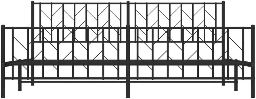 Lovos rėmas su galvūgaliu/kojūgaliu, juodas, 200x200cm, metalas