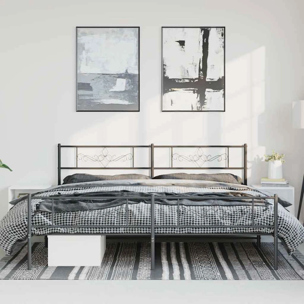 Lova Lovos rėmas su galvūgaliu/kojūgaliu, juodas, 183x213cm, metalas