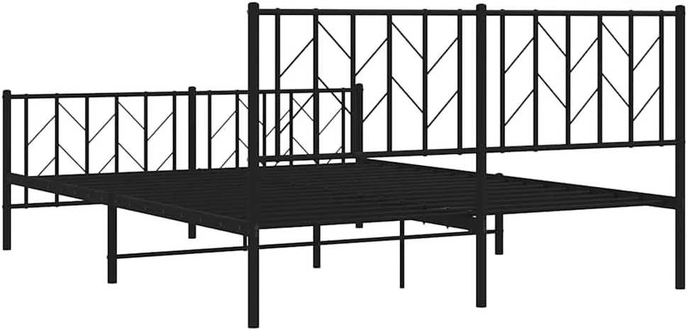 Lovos rėmas su galvūgaliu/kojūgaliu, juodas, 150x200cm, metalas