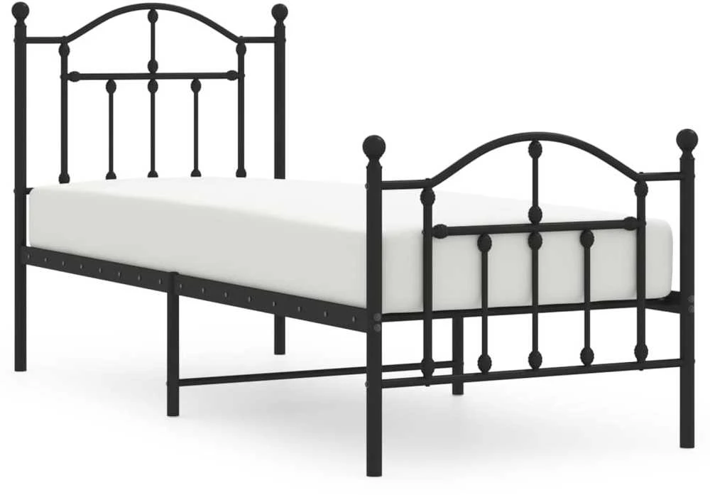 Lovos rėmas su galvūgaliu/kojūgaliu, juodas, 75x190cm, metalas