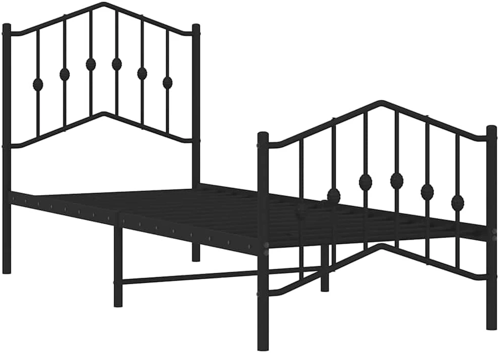 Lovos rėmas su galvūgaliu/kojūgaliu, juodas, 75x190cm, metalas