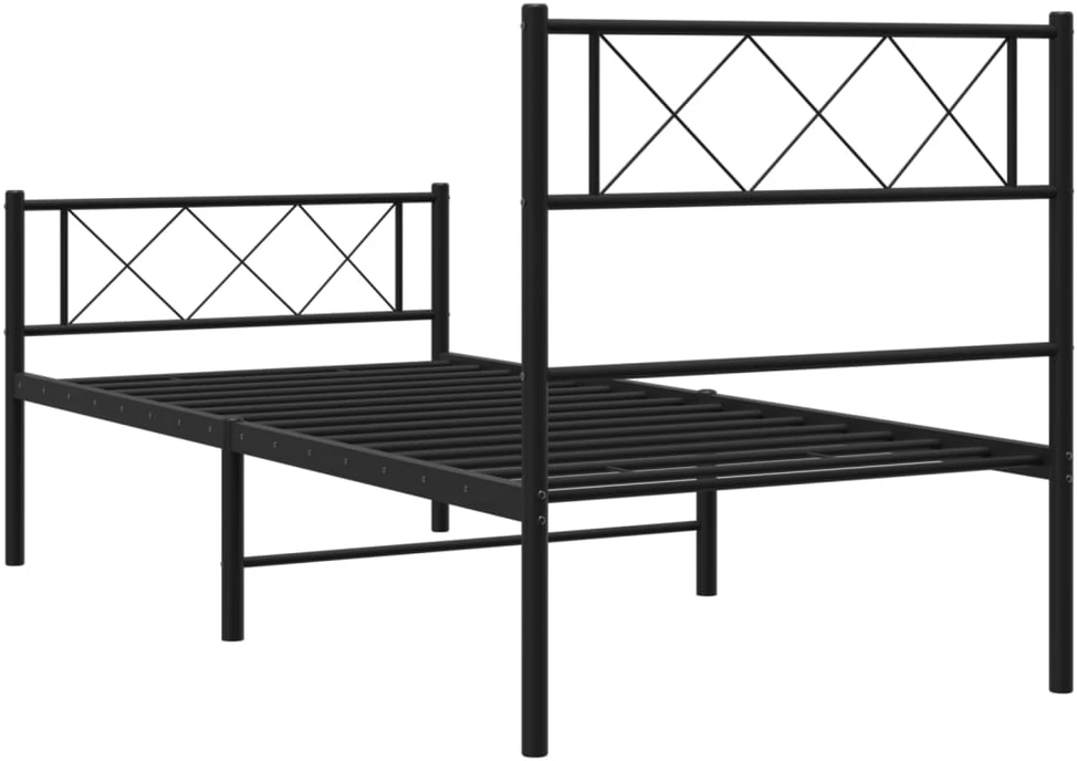 Lovos rėmas su galvūgaliu/kojūgaliu, juodas, 75x190cm, metalas