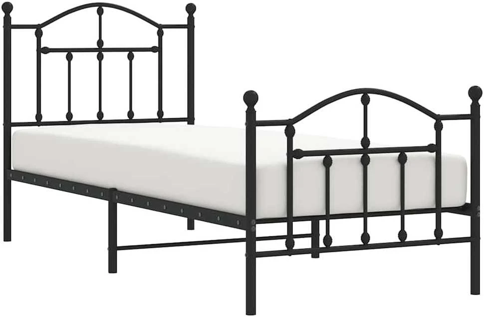 Lovos rėmas su galvūgaliu/kojūgaliu, juodas, 90x190cm, metalas