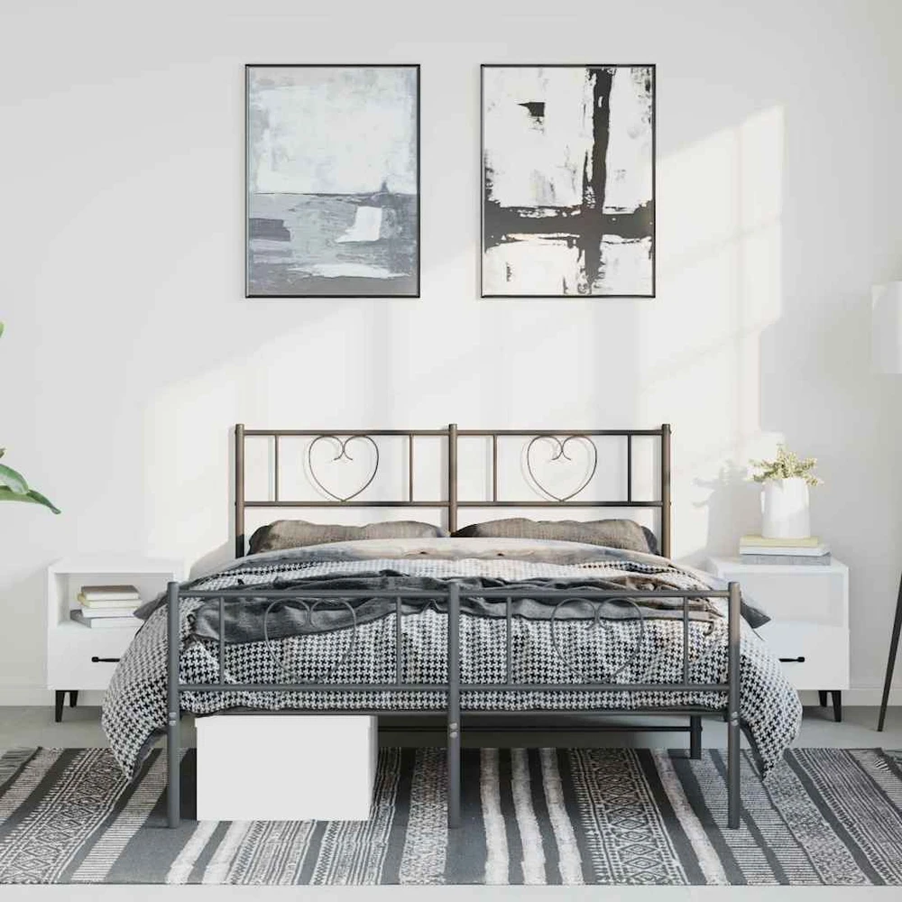 Lovos rėmas su galvūgaliu/kojūgaliu, juodas, 150x200cm, metalas