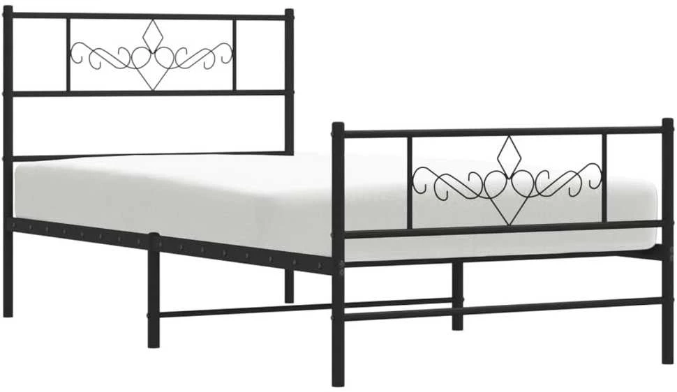 Lovos rėmas su galvūgaliu/kojūgaliu, juodas, 75x190cm, metalas