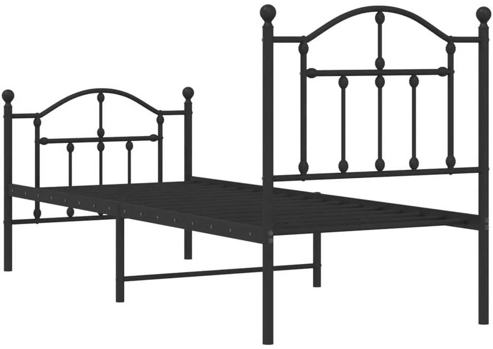 Lovos rėmas su galvūgaliu/kojūgaliu, juodas, 75x190cm, metalas