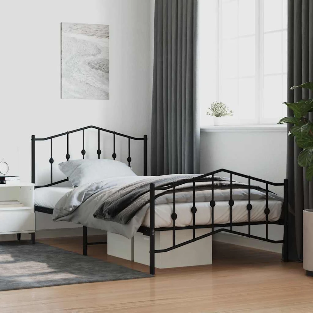 Lova Lovos rėmas su galvūgaliu/kojūgaliu, juodas, 107x203cm, metalas