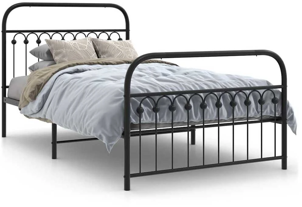 Lova Lovos rėmas su galvūgaliu/kojūgaliu, juodas, 107x203cm, metalas