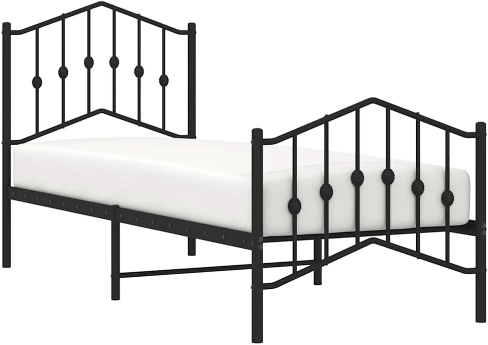 Lovos rėmas su galvūgaliu/kojūgaliu, juodas, 75x190cm, metalas