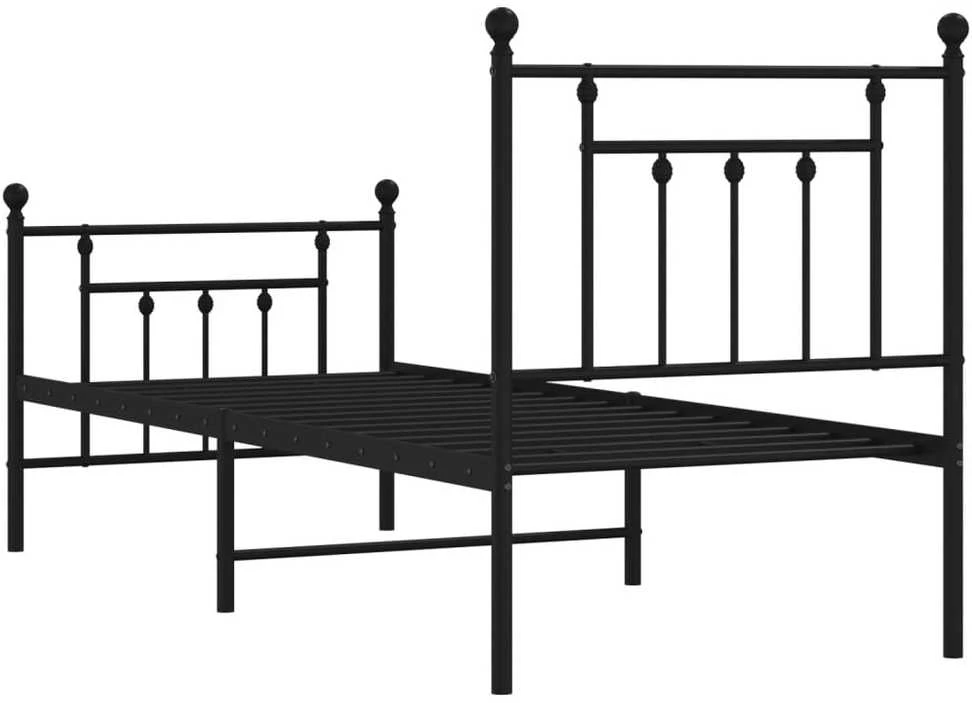 Lovos rėmas su galvūgaliu/kojūgaliu, juodas, 75x190cm, metalas
