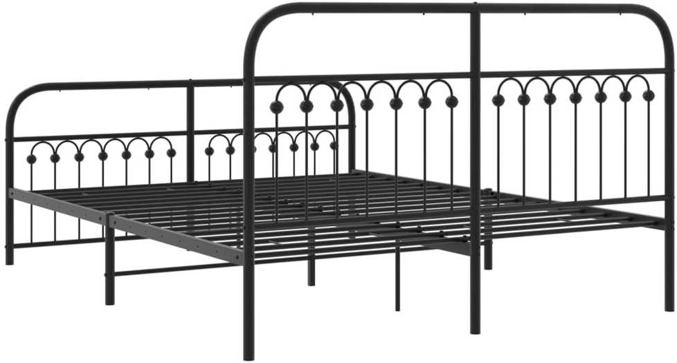 Lovos rėmas su galvūgaliu/kojūgaliu, juodas, 150x200cm, metalas