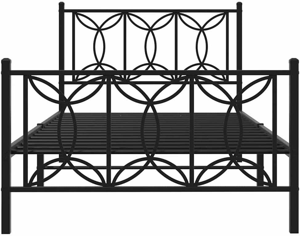 Lovos rėmas su galvūgaliu/kojūgaliu, juodas, 100x200cm, metalas