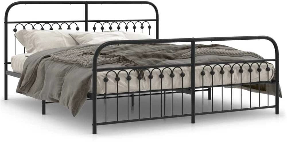 Lova Lovos rėmas su galvūgaliu/kojūgaliu, juodas, 183x203cm, metalas