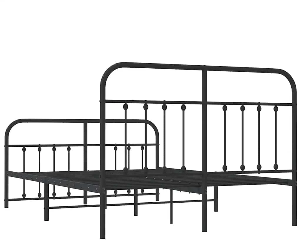 Lovos rėmas su galvūgaliu/kojūgaliu, juodas, 140x200cm, metalas