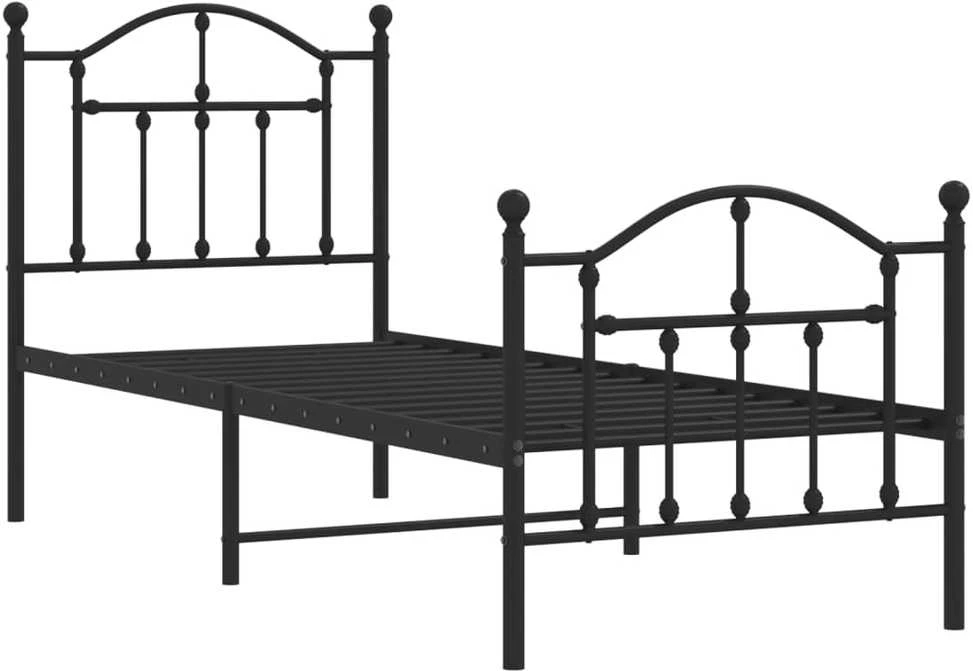 Lovos rėmas su galvūgaliu/kojūgaliu, juodas, 75x190cm, metalas