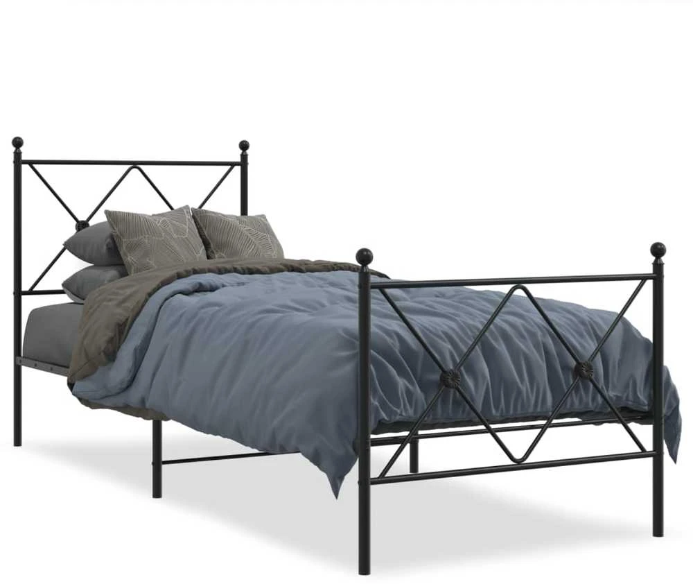 Lovos rėmas su galvūgaliu/kojūgaliu, juodas, 75x190cm, metalas