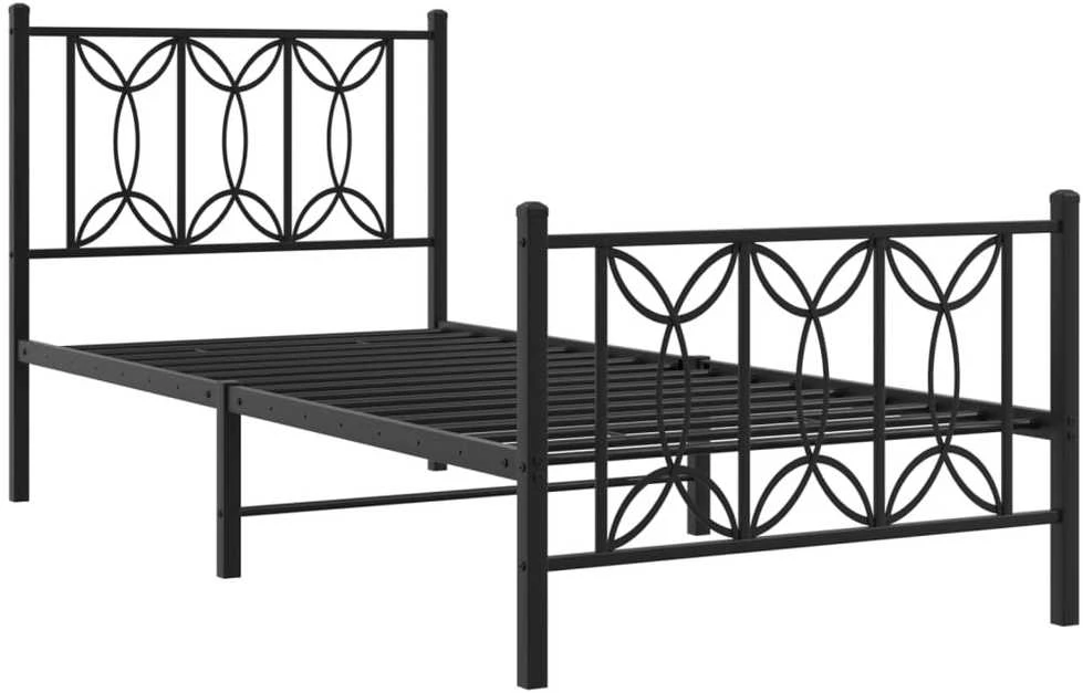 Lovos rėmas su galvūgaliu/kojūgaliu, juodas, 75x190cm, metalas