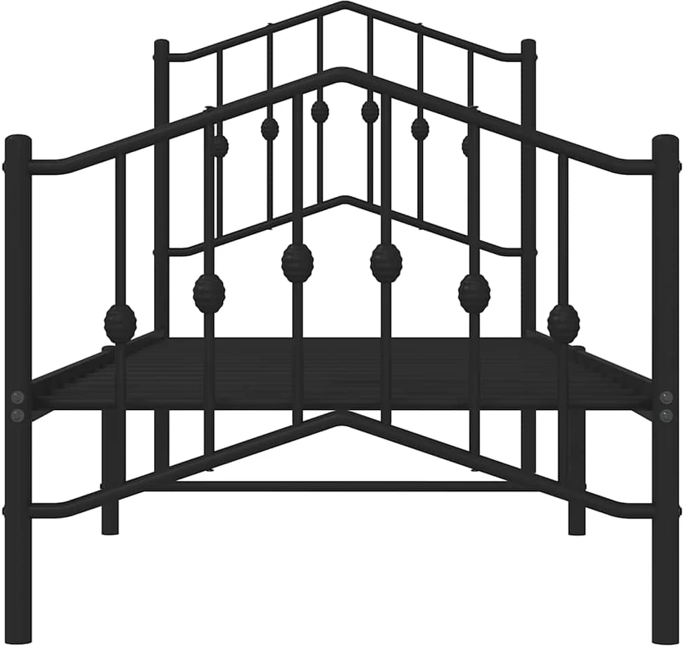 Lovos rėmas su galvūgaliu/kojūgaliu, juodas, 75x190cm, metalas