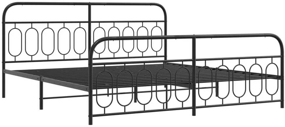 Lovos rėmas su galvūgaliu/kojūgaliu, juodas, 200x200cm, metalas