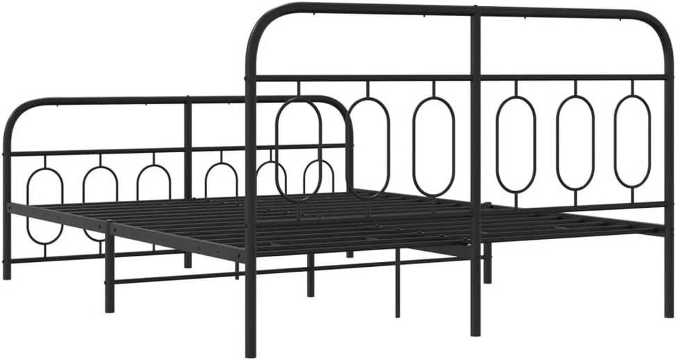 Lovos rėmas su galvūgaliu/kojūgaliu, juodas, 150x200cm, metalas